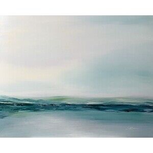 Original Oil Painting Coastal Seascape | Minimalist Modern "Sea of Light" 16x20"